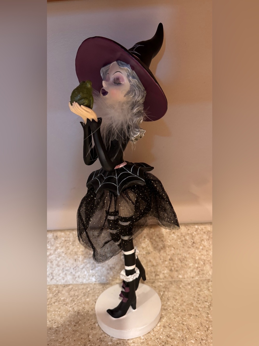 Bella Lux Witch Girl Holding Frog w Eyelashes and Spider Dress